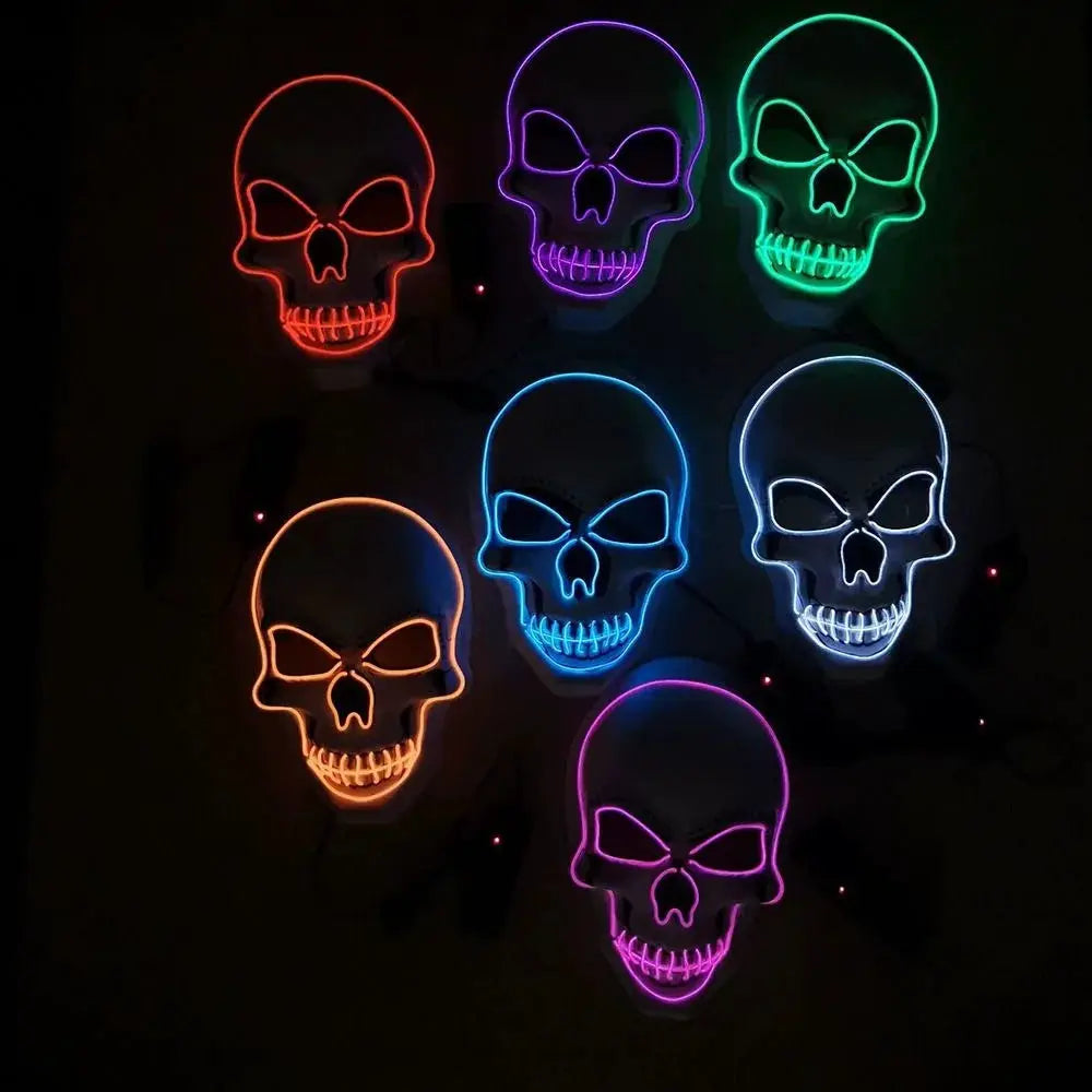 Full Face Skull Mask | Luminous Design | Adult Size for Halloween