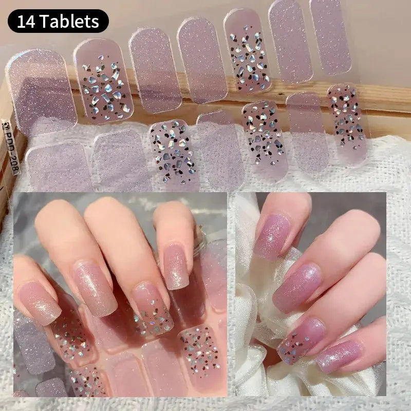 Full Cover Nail Stickers Fashion Nail Polish Nail Decoration Sparkling Glitter Self Adhesive Manicure Designer Nail Art Sticker from PriceLows™
