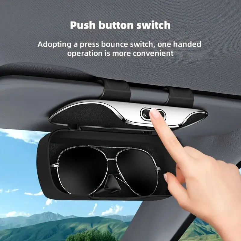 Lcars Push-Type Car Glasses Case, Sun Visor Glasses Holder, Built-In Soft Cloth Anti-Scratch and Shock-Proof Glasses Storage Box from PriceLows™
