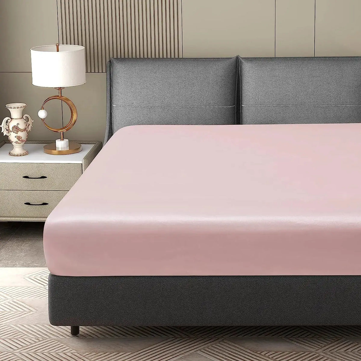 Satin Fitted Sheet | 100 Percent Polyester | Silky Soft | Solid Color