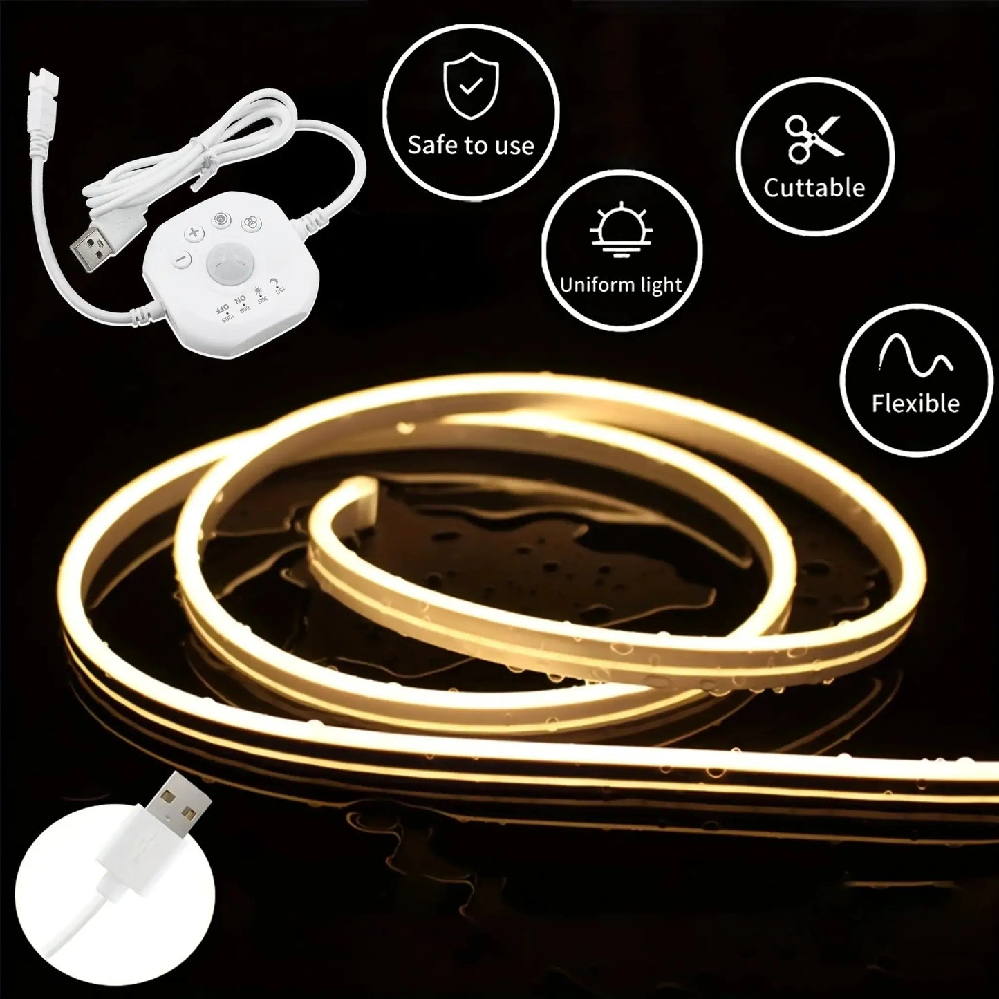 Motion Sensor Stair Neon Strip Lights With Chase Effect, USB Motion Activated Closet Light, 5V Neon LED Strip for Home Bedroom from PriceLows™