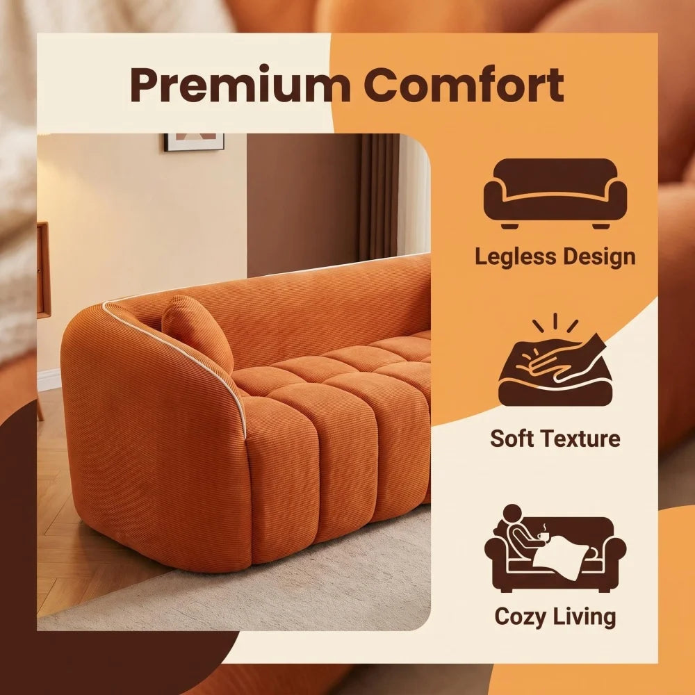 Sofa | Corduroy 98.4in | 3-Seater Vacuum Packed | Pillows Included