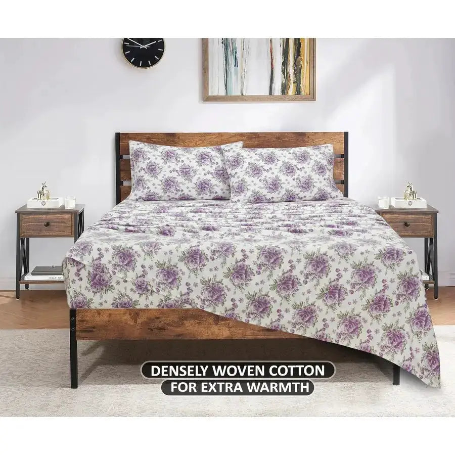 4 Piece 100 Cotton Flannel Sheets Queen Size Bed Set Warm amp Extra Soft Deep Pockets, Breathable, All Seasons Comfy Double Brus from PriceLows™