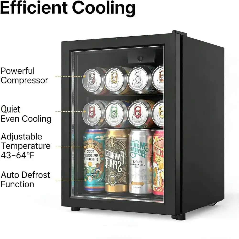 Compact 28-Can Beverage Refrigerator with Glass Door, Adjustable Shelves, Ideal for Bedrooms, Bars, Offices, 43-64°F Temperature from PriceLows™