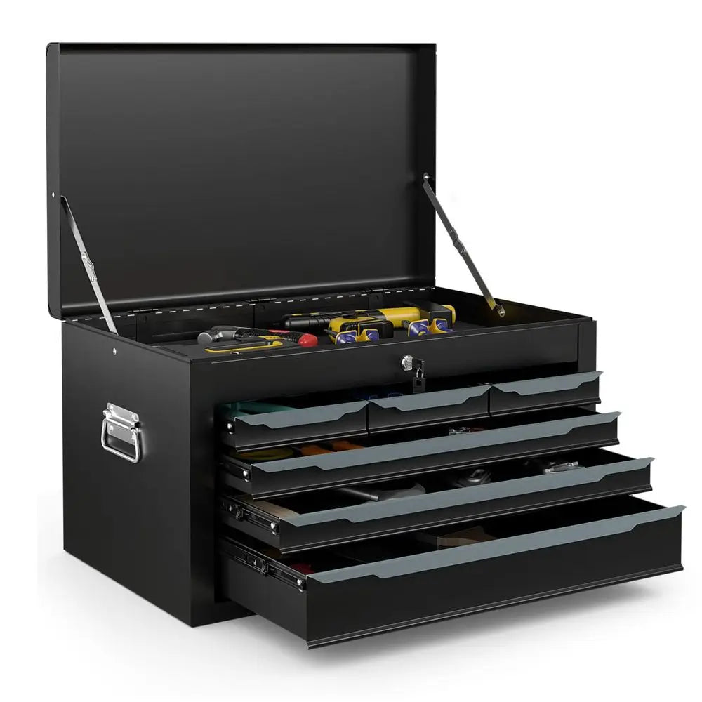6 Drawer Tool Box, 24 Lockable Toolbox with Top Tray, Portable Steel Storage Box Organizer, Heavy Duty Tool Chest Cabinet for G from PriceLows™