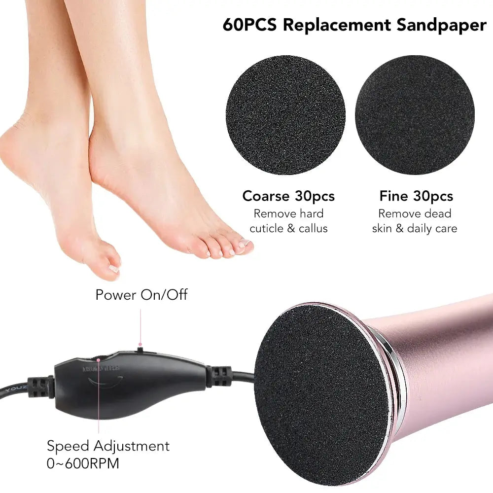 Electric Foot Callus Remover Machine Professional Pedicure Tool For Dead Skin And Heels Cuticle Removal 60 Replacement Sandpaper from PriceLows™