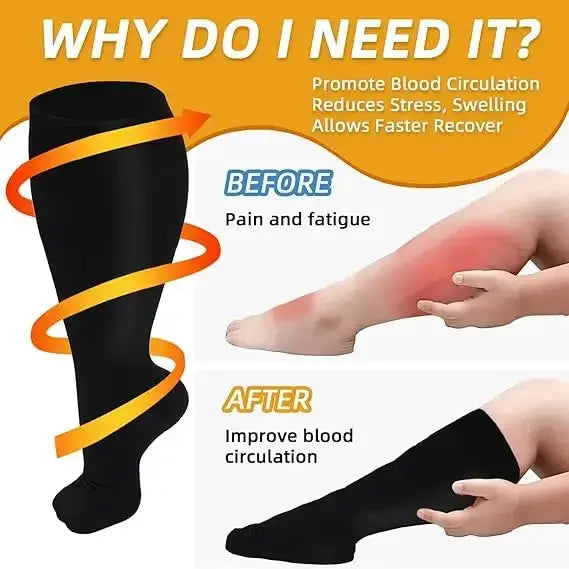 Compression Socks | 20-30 Mmhg Pressure | Wide Calf | 2Xl To 4Xl