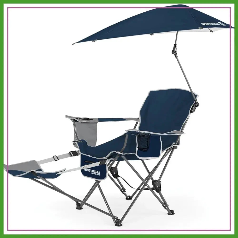 Reclining Beach Chair with Adjustable Canopy, Portable Folding Lounge Chair for Outdoor Sun Shade from PriceLows™