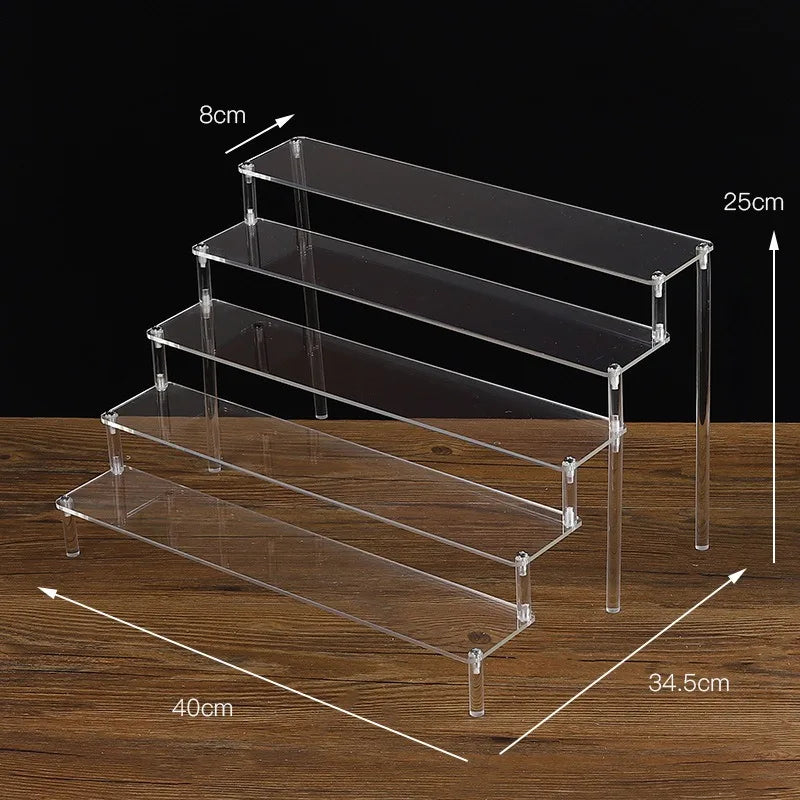 1-5 Tier Acrylic Display Stand Clear Display Riser Rack for Cupcake Perfume Doll Décor Organizer Amiibo Funko POP Figures DC05 from PriceLows™