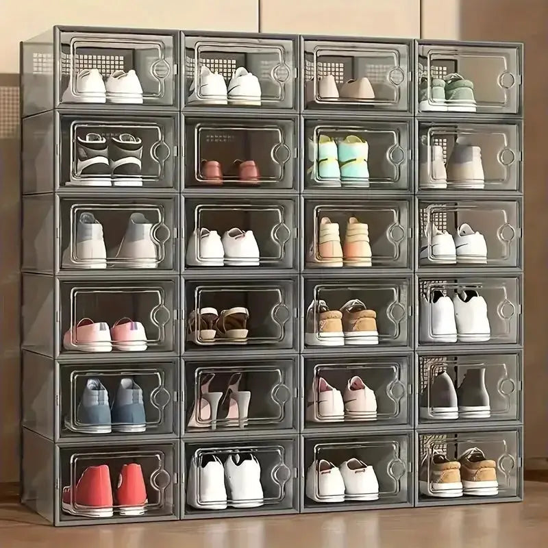 24pcs Large Stackable Plastic Shoe Storage Boxes Dustproof Transparent Display Cabinet for Men/Women Sports Shoes Boots Hat Orga from PriceLows™
