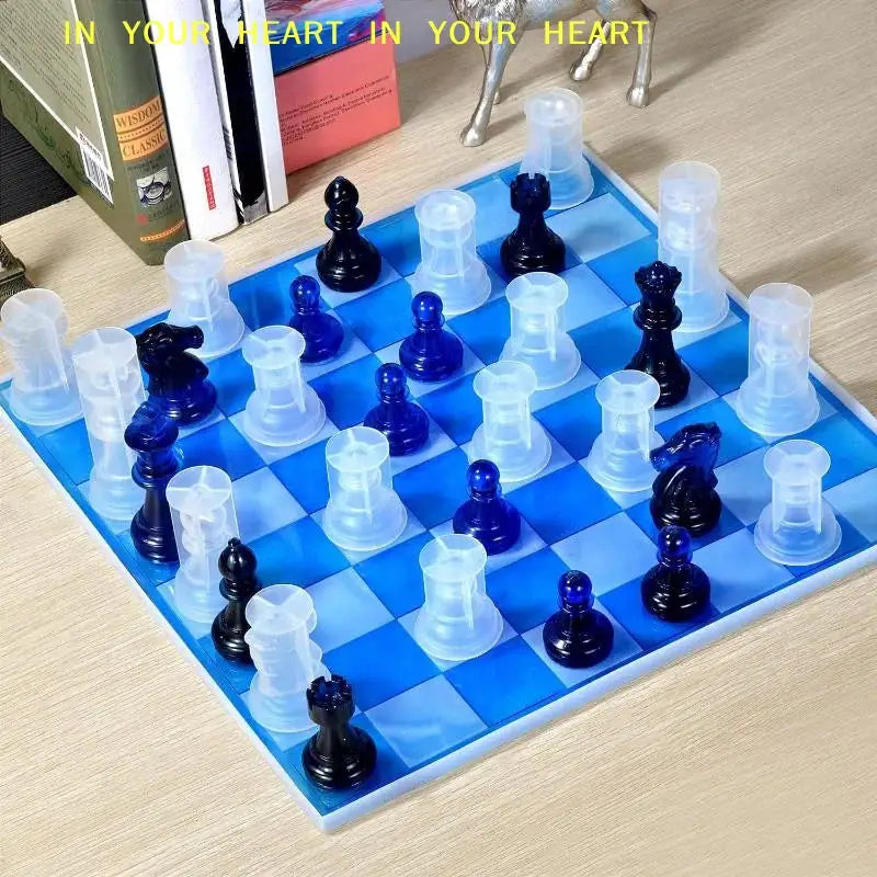3d Chess Resin Mold | Silicone Casting Set With Board