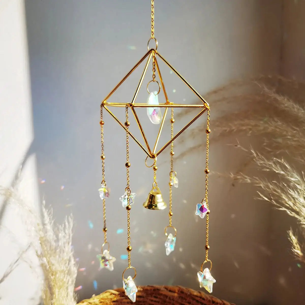 Rainbow Star Moon Wind Chimes, Sun Catcher Outdoor Window Home Decoration Garden Car Pendant from PriceLows™