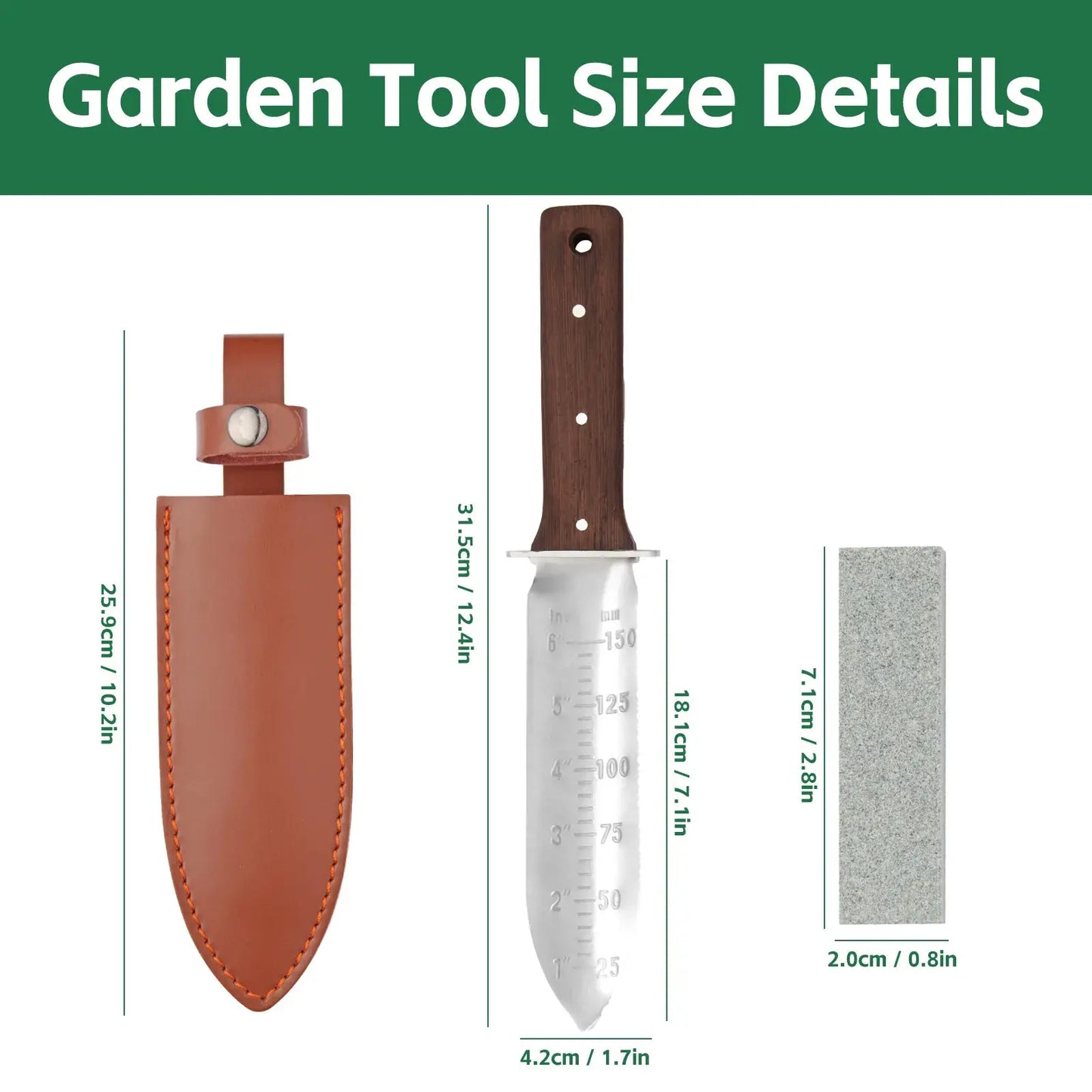 Hori Hori Garden Knife | Stainless Steel Body | Wood Handle
