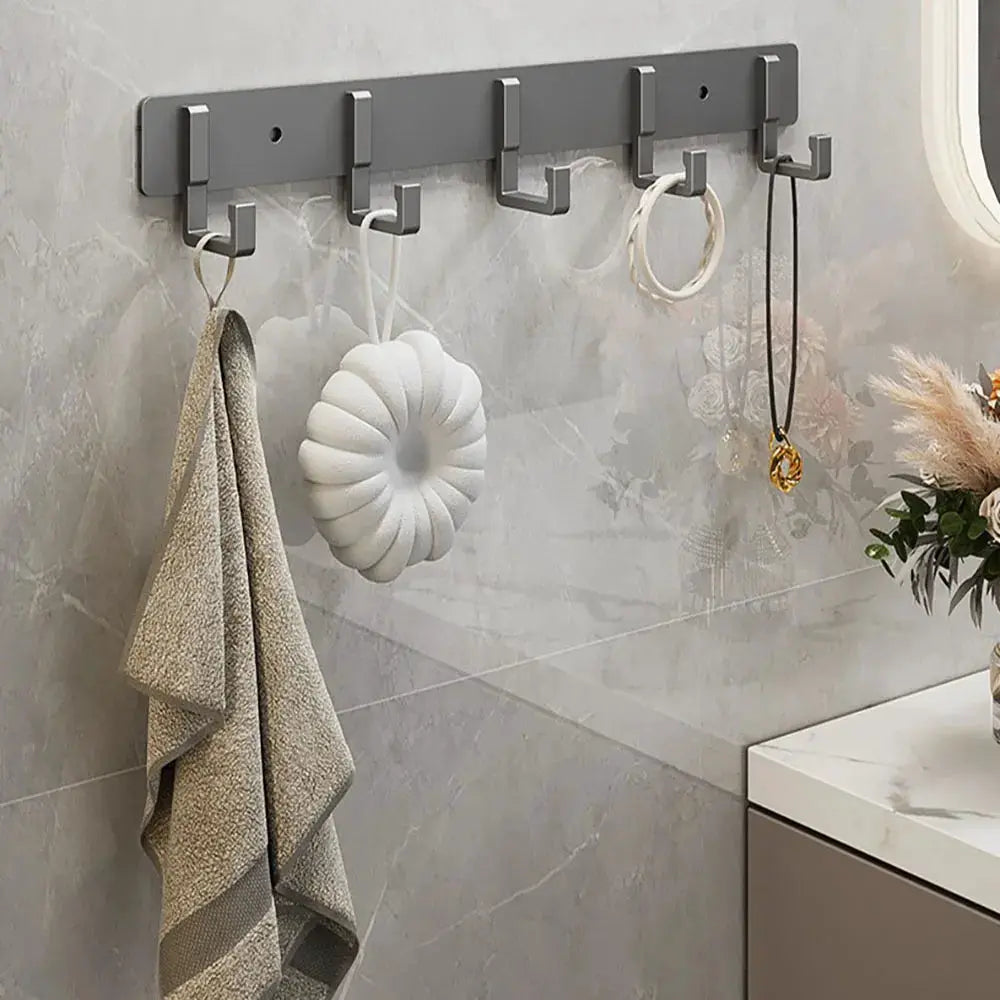 Kitchen space aluminum punch-free hooks are easy to install kitchen utensils storage hooks bathroom bathrobe towel hangers from PriceLows™