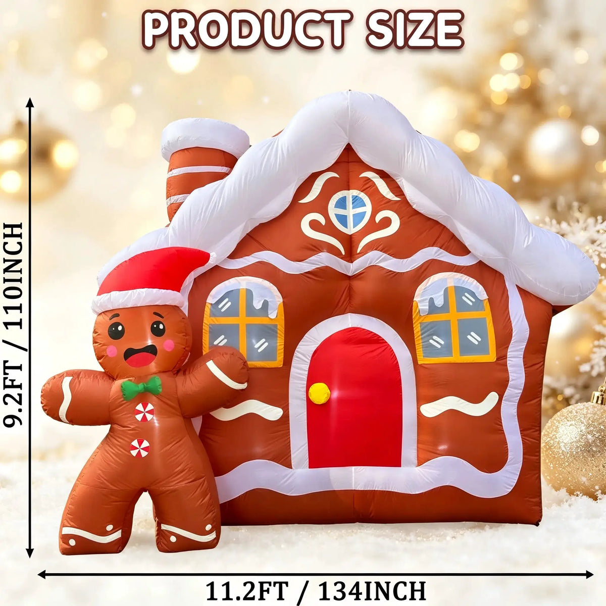 Inflatable Gingerbread House | 11 Ft | LED Lights | Outdoor