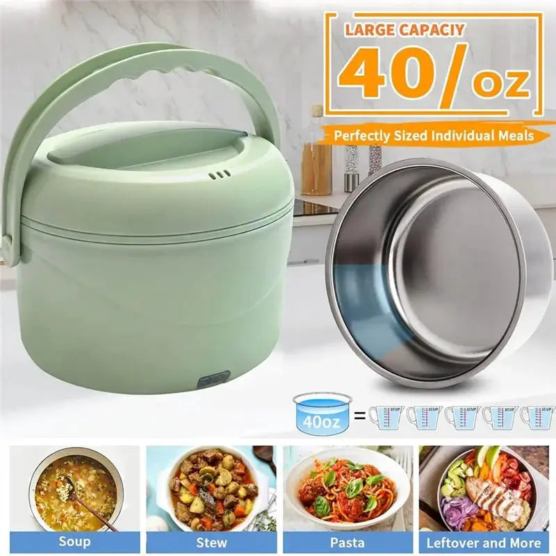【PARTY】80W Electric Lunch Box, 40 Oz Portable Spill-Free Food Warmer Heater For Office For Work& Car Travel Meals US Plug from PriceLows™