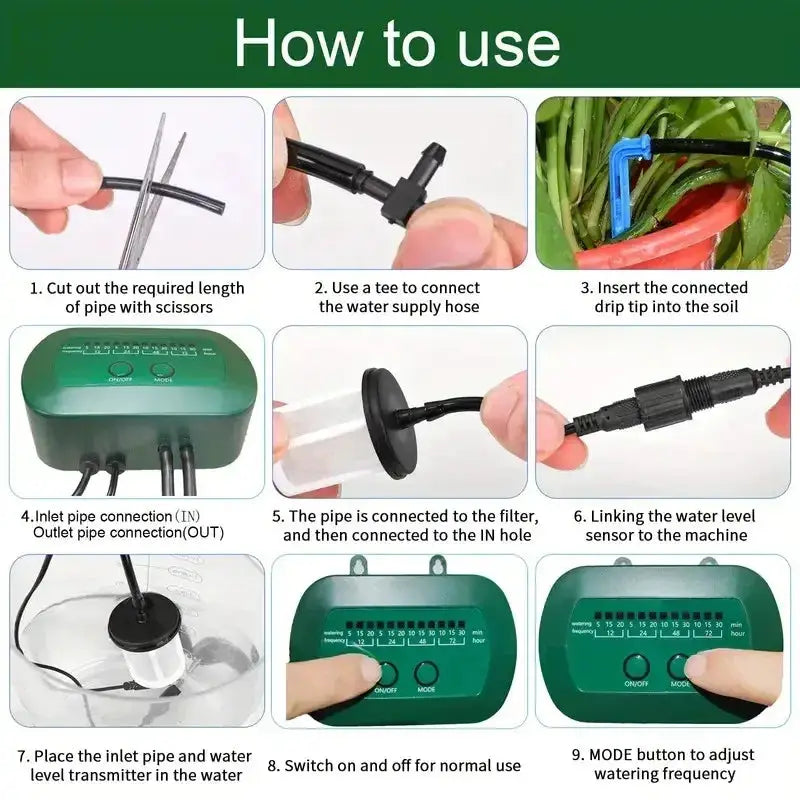 Solar Intelligent Irrigation Kit 6V 2W with Built-in 1800mAh Battery Irrigation for Potted Plants DIY Timed Watering Device from PriceLows™