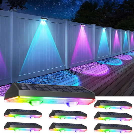 4pcs Solar Fence Light RGB Color Changing Outdoor Garden Yard Decor Step Lamp IP65 Waterproof Pathway Wall Stair Lamp Balcony from PriceLows™