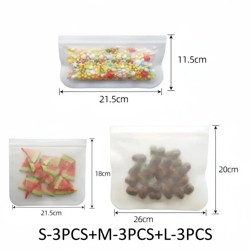 Silicone Food Storage Bags | Leakproof Zip Seal | Stand Up Bags