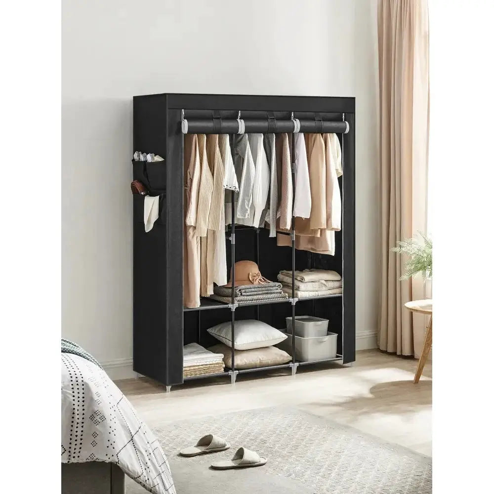 Portable Closet, Wardrobe Closet Organizer With Cover, 3 Hanging Rods And Shelves, 4 Side Pockets, 51.2 X 17.7 X 65.7 Inches, La from PriceLows™