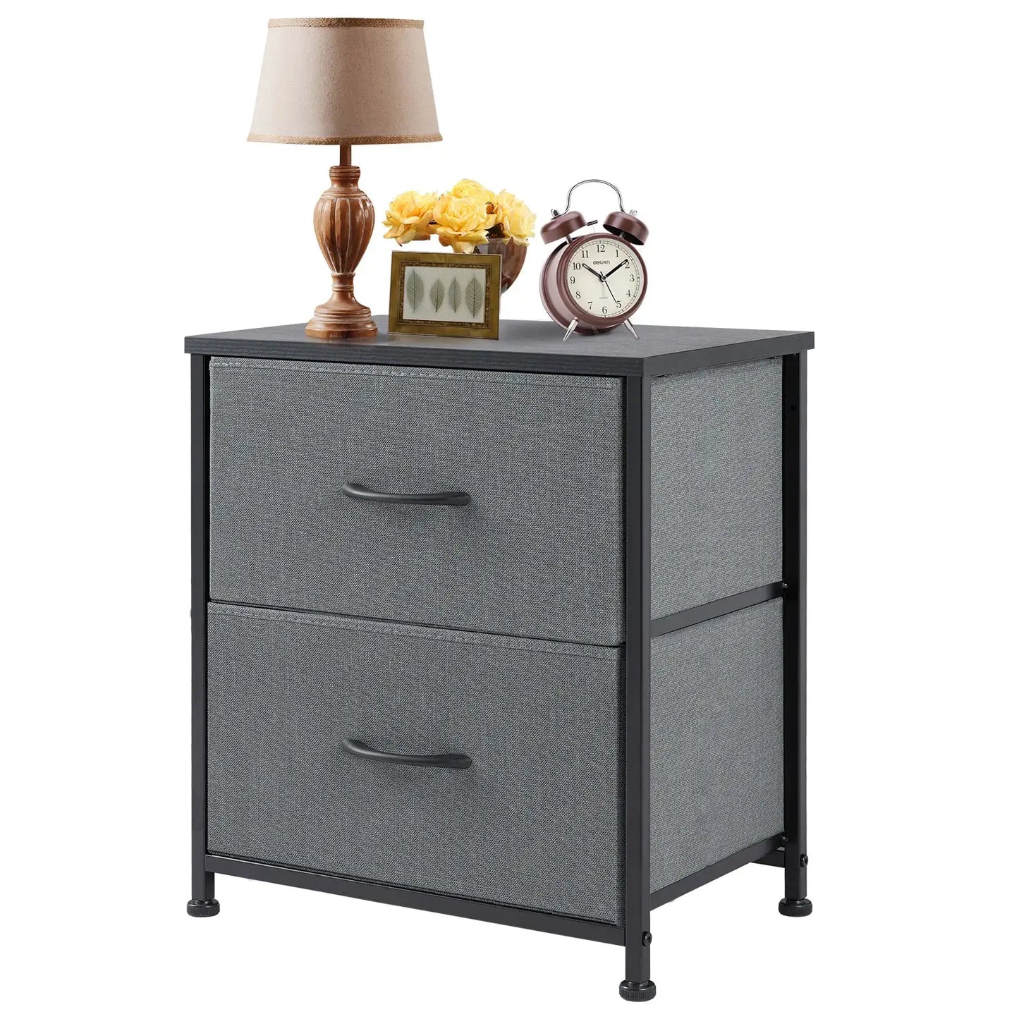 JHK Nightstand Bedside Coffee Sofa Tea Table Storage Closet Chest Clothes Display For Bedroom 2 Fabric Drawers Cabinet Furniture from PriceLows™