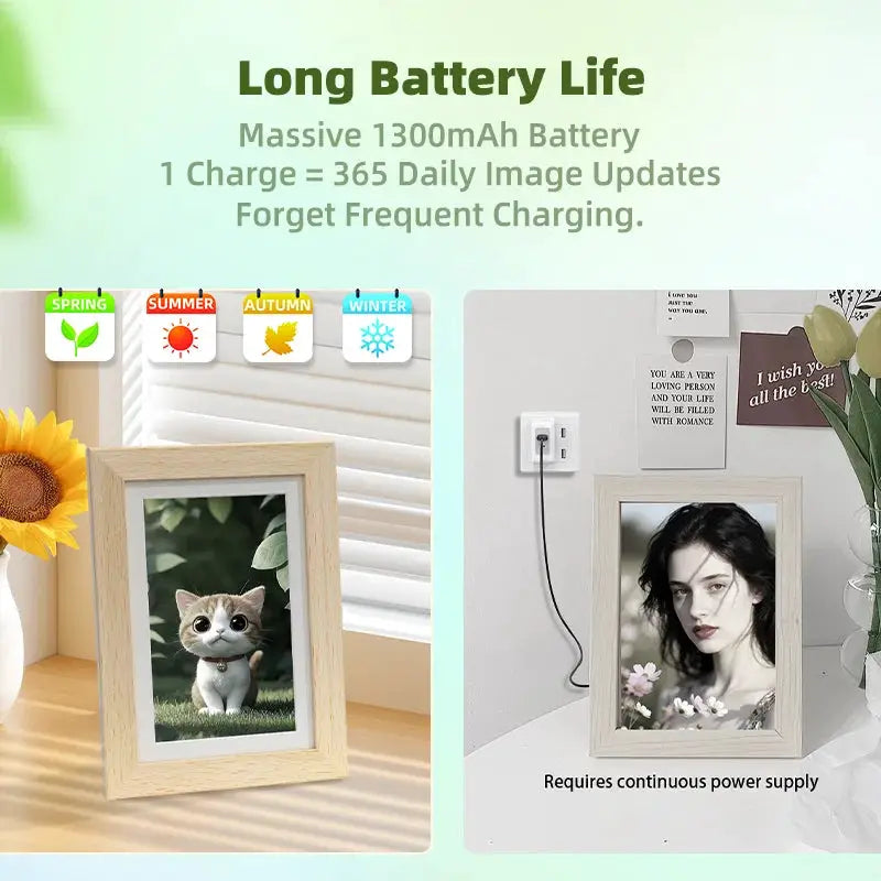 Fmily -oriented Hindetel 7.13 Inch Color E-ink Picture WiFi Digital Picture mount wooden frame for family gift remout update from PriceLows™