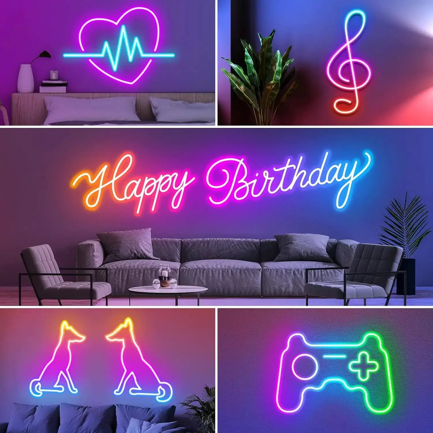 DC5V USB RGBIC Neon LED Strip 1m-10m IP65 Waterproof Bluetooth App Remote Control Music Sync for Room DIY Lighting Decor from PriceLows™