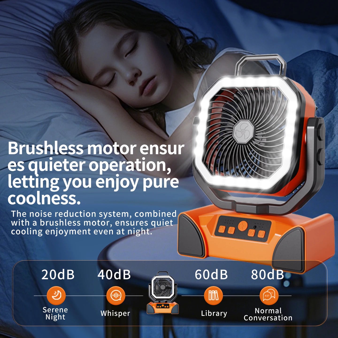 Portable Camping Fan | 50000mAh Battery | Remote Control 4 Speeds | One Size