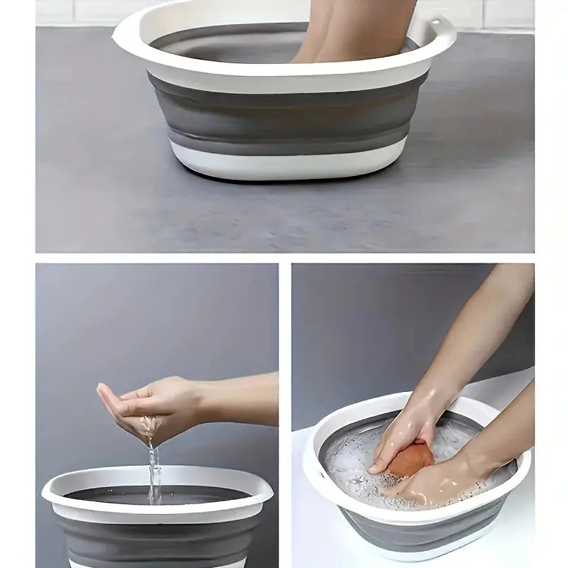 Black Plastic Collapsible Laundry Tub | Heavy Duty | Foldable | Space Saving