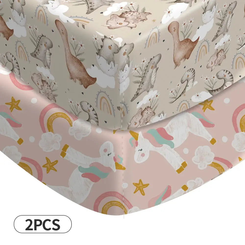 Elinfant 2PCS Cozy Fitted Crib Sheet,Mattress Cover,Newborn Changing Pad Cover,Baby Fitted Bassinet Bed Sheet from PriceLows™