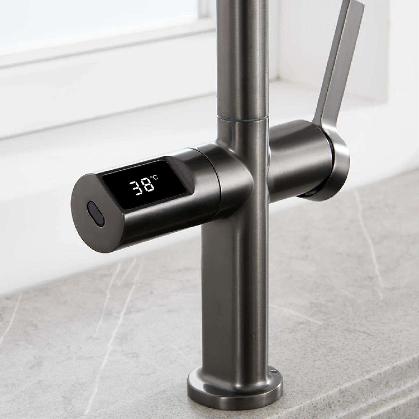 Kitchen Faucet | Digital Display | Gun Gray Brass | Two Function