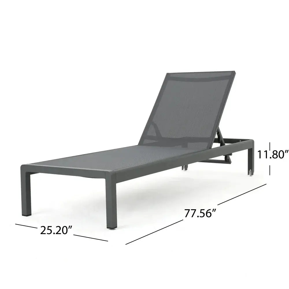 Dark Grey Aluminum Mesh Chaise Lounge 2PCS 400LBS 5 Adjustable Positions Outdoor Patio Pool Sun Lounger from PriceLows™