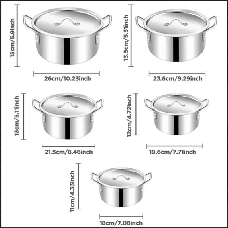 10pcs Aluminum Cookware Set - 5 Pots And 5 Lids (6.3/7.09/7.87/8.66/9.45inch), Sandblasted Non-Stick, Durable for Steaming/Boiling | Steamer, Kitchen Essentials from PriceLows™