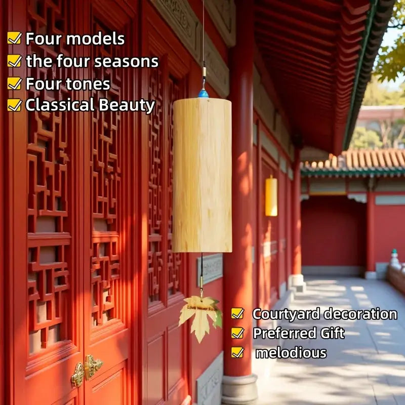 A bamboo wind chime—ideal for traditional Chinese style, suitable for retro/Summer Birthday/Hotel/Home/Bedroom/Wedding/Outdoor D from PriceLows™