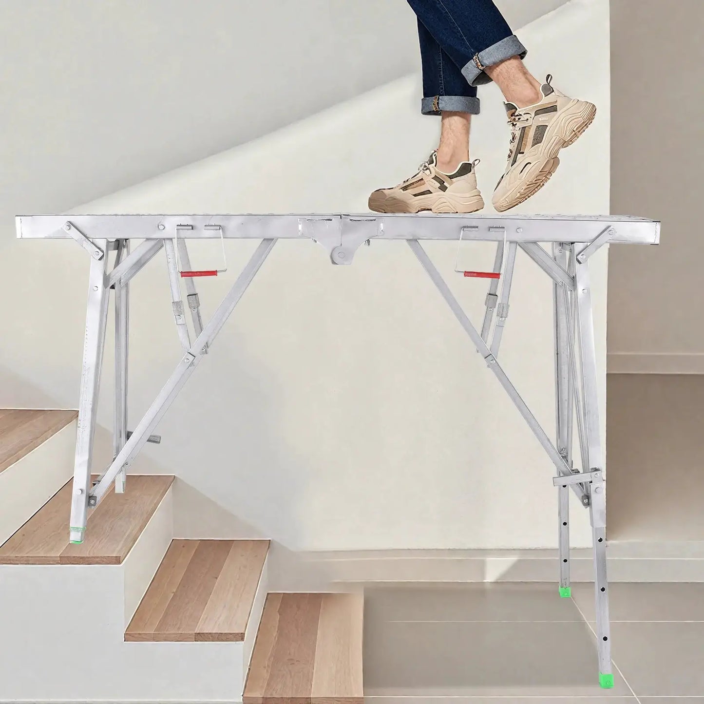 Folding Scaffolding Shelf Thicken Portable Standing Scaffold Single Support Adjustable Height Ladder For Drywall Painting wondeful from PriceLows™