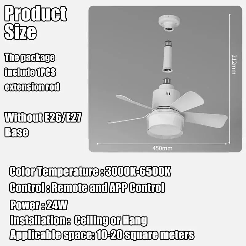 Ceiling Fan With Light | App And Remote Control | 4 Speed Dimmable LED
