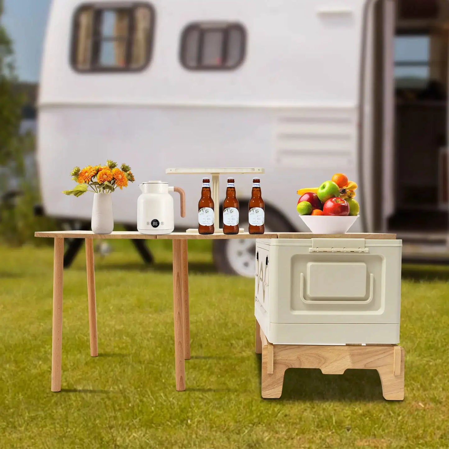 Folding Camping Table with Storage Space, Small Portable Foldable Compartment Table Suitable for Indoor, Outdoor, Barbecue from PriceLows™