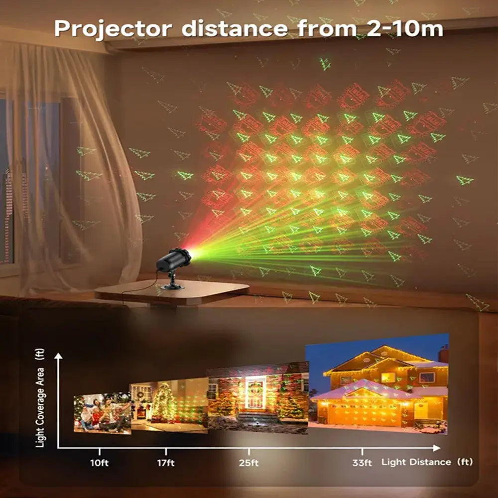 LED Laser Projector | IP65 Waterproof | Remote Control | Warm White