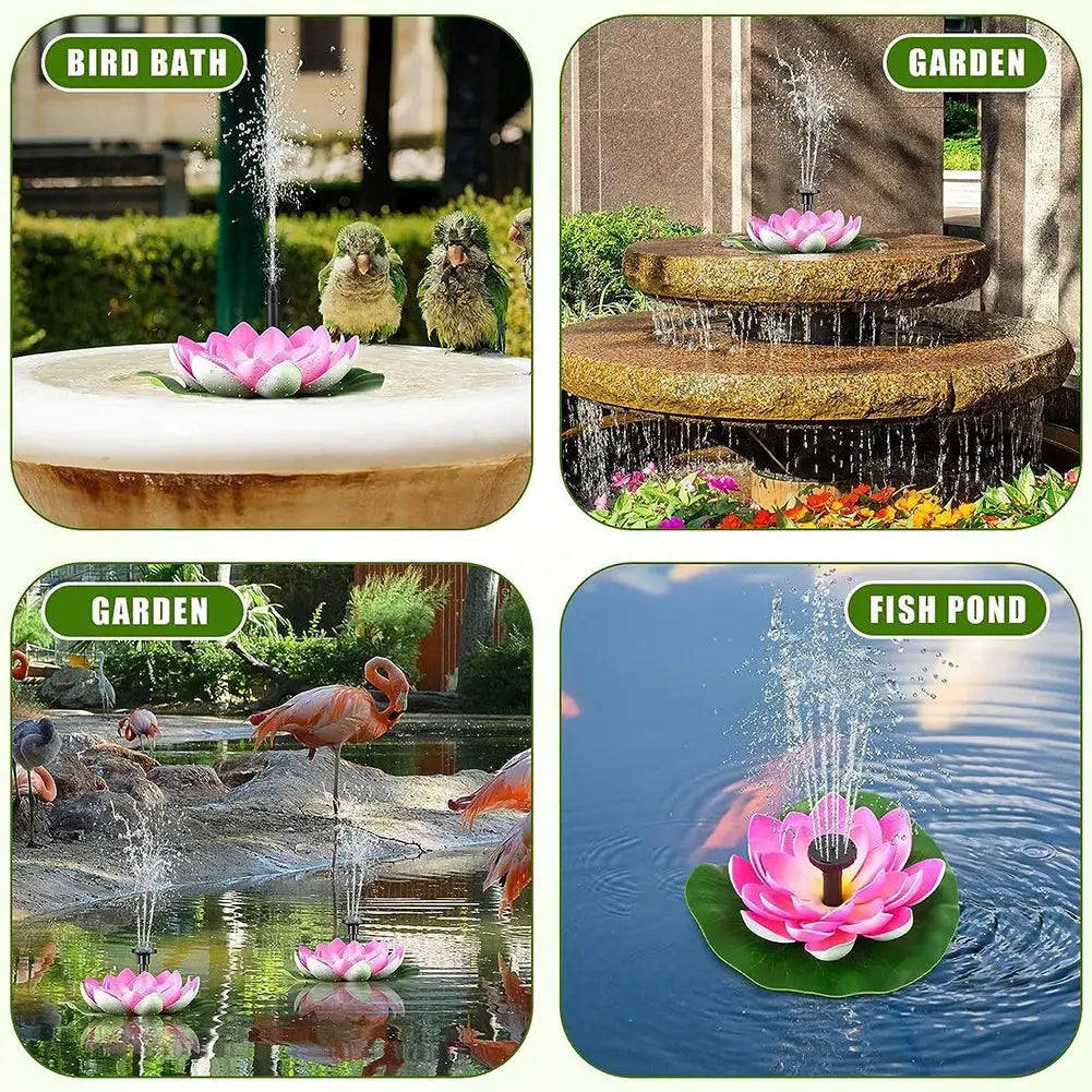 Lotus Solar Water Fountain Brushless Pump Mini Waterfall Fountain Artificial Lotus Flowers Fountain for Outdoor Bird Bath from PriceLows™
