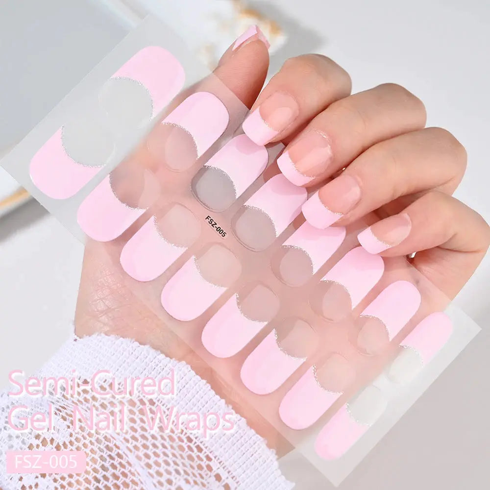 Semi Cured Wraps Fast Gel Nail Sticker Soild Nail Gel Wraps Adhesive Full Cover Gel Nail Decal UV Lamp Cured Manicure Decoration from PriceLows™