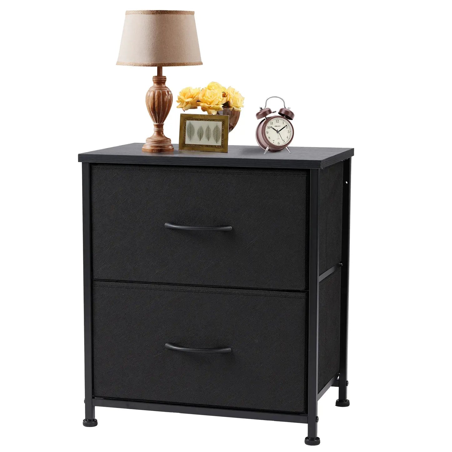 JHK Nightstand Bedside Coffee Sofa Tea Table Storage Closet Chest Clothes Display For Bedroom 2 Fabric Drawers Cabinet Furniture from PriceLows™