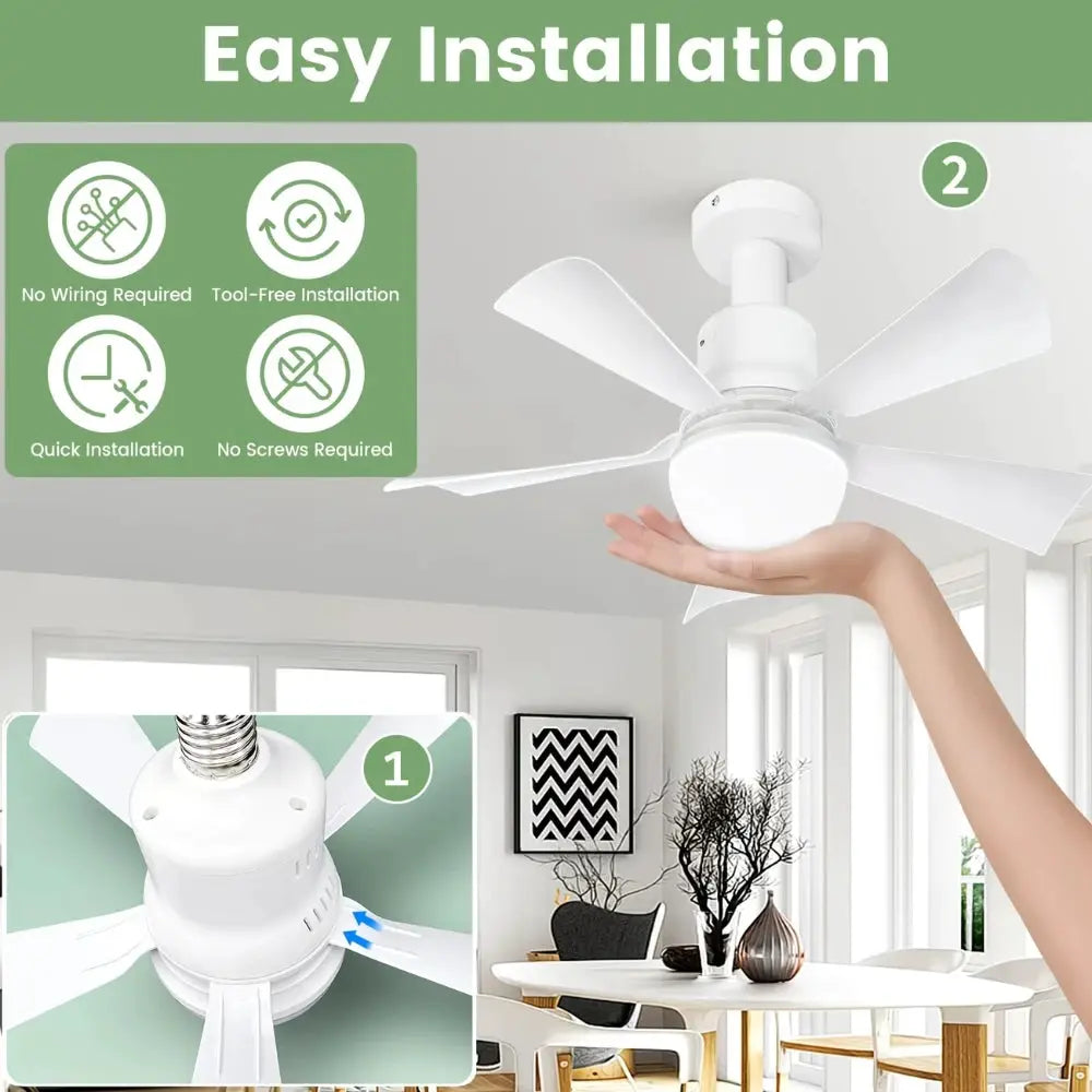 Ceiling Fan Light | Remote Control | E27 Socket | Bulbs Included
