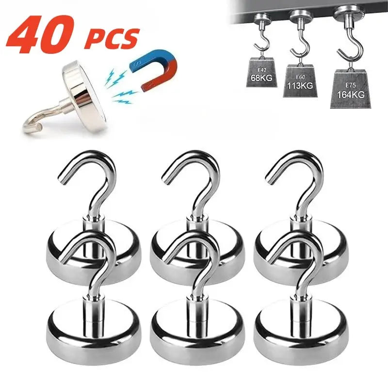1-40PCS Strong Magnetic Hooks Multi-Purpose Storage Hooks Home Kitchen Bar Storage Hooks Key Storage Hooks Bathroom Hangers from PriceLows™