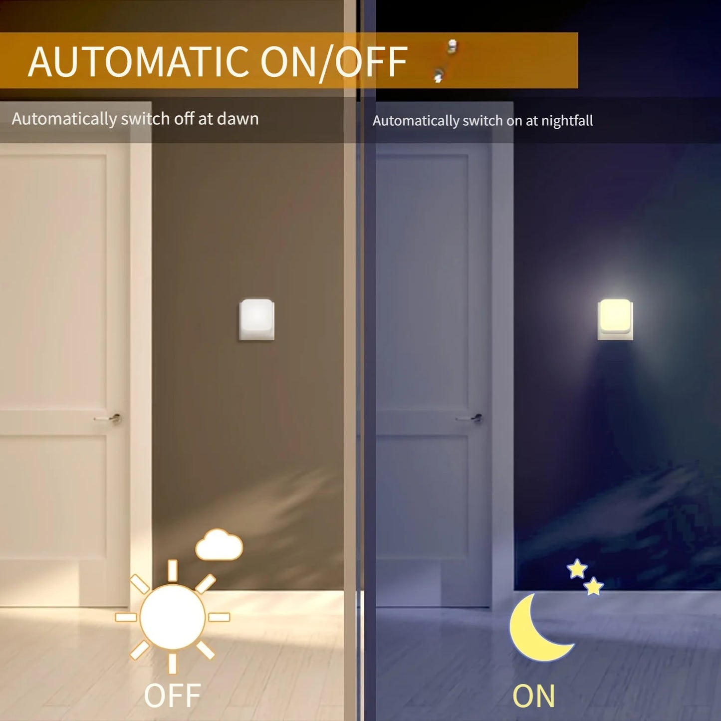 LED Night Light | 3 Brightness Levels | Dusk To Dawn Motion Sensor | Plug In