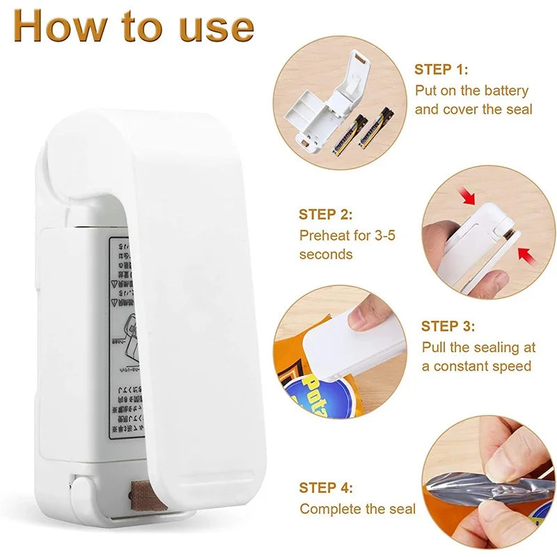 Heat Sealer | Handheld Portable Design | Plastic Body | Home Kitchen Storage