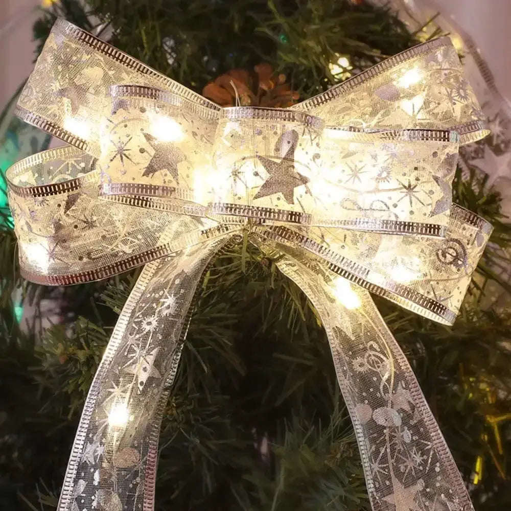 Christmas Tree String Lights | Copper Wire With Ribbon Bows | 5M 10M