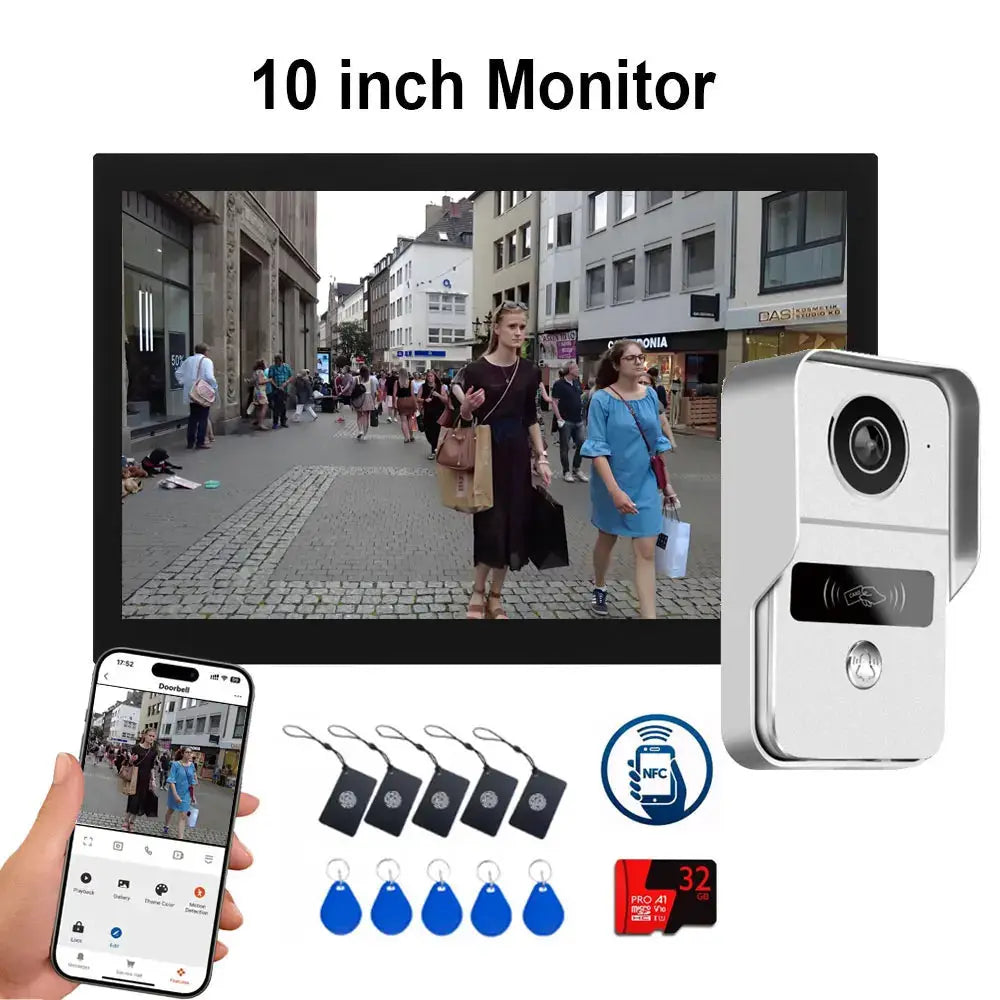 Smart Video Doorbell | 10 Inch Lcd | 1080P Hd | 5G Wifi
