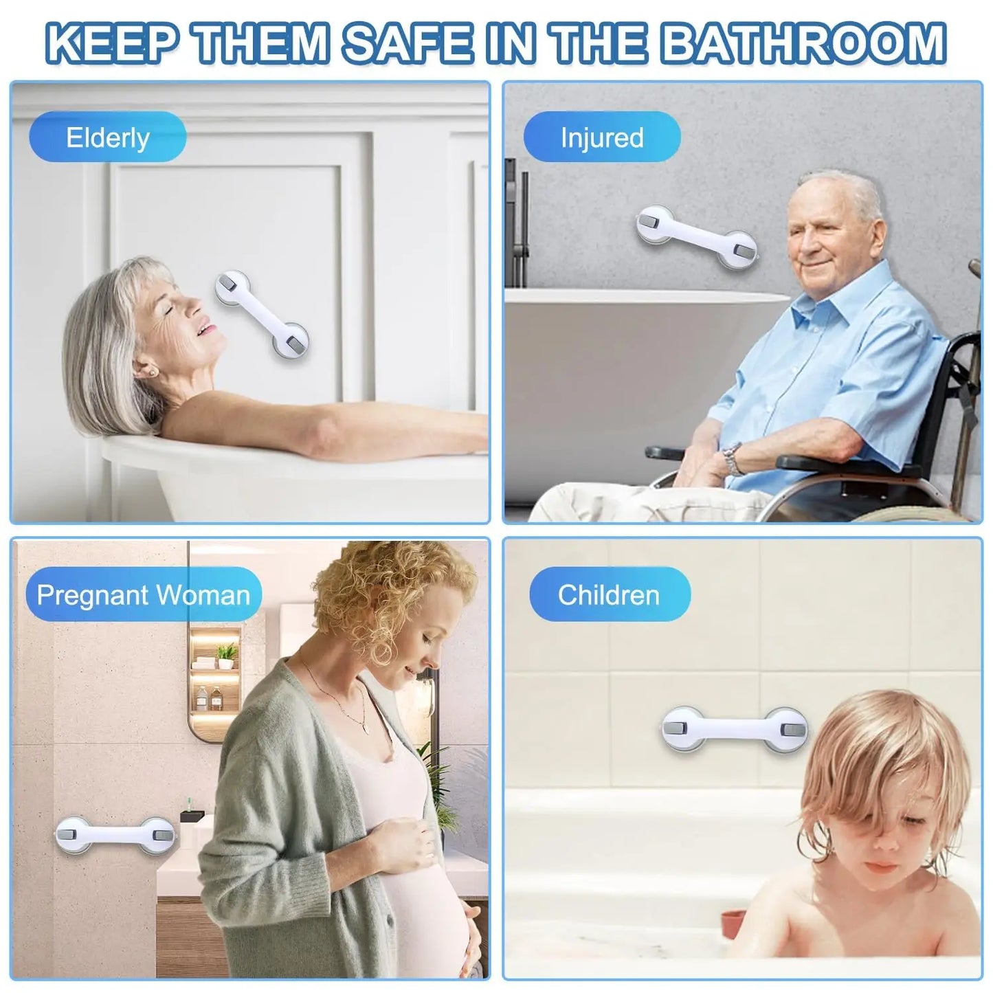 Shower Grab Bar | Suction Cup Grip | Plastic | One Size