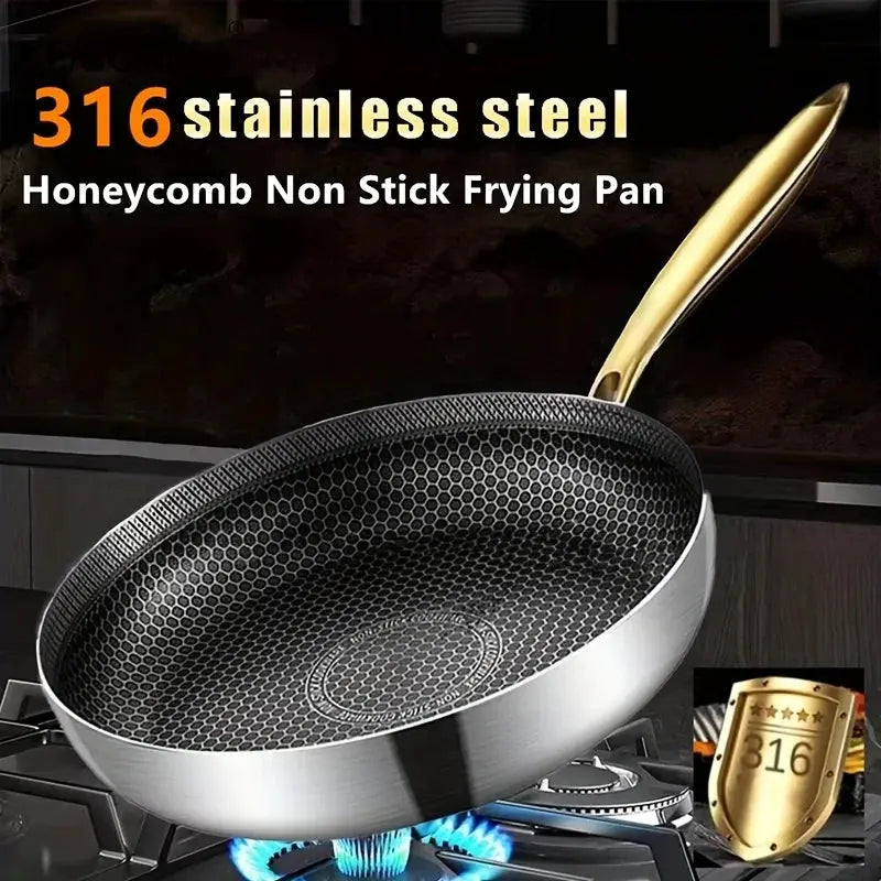 Stainless Steel Wok Pan | 316 Stainless Steel | Nonstick Honeycomb | Standard