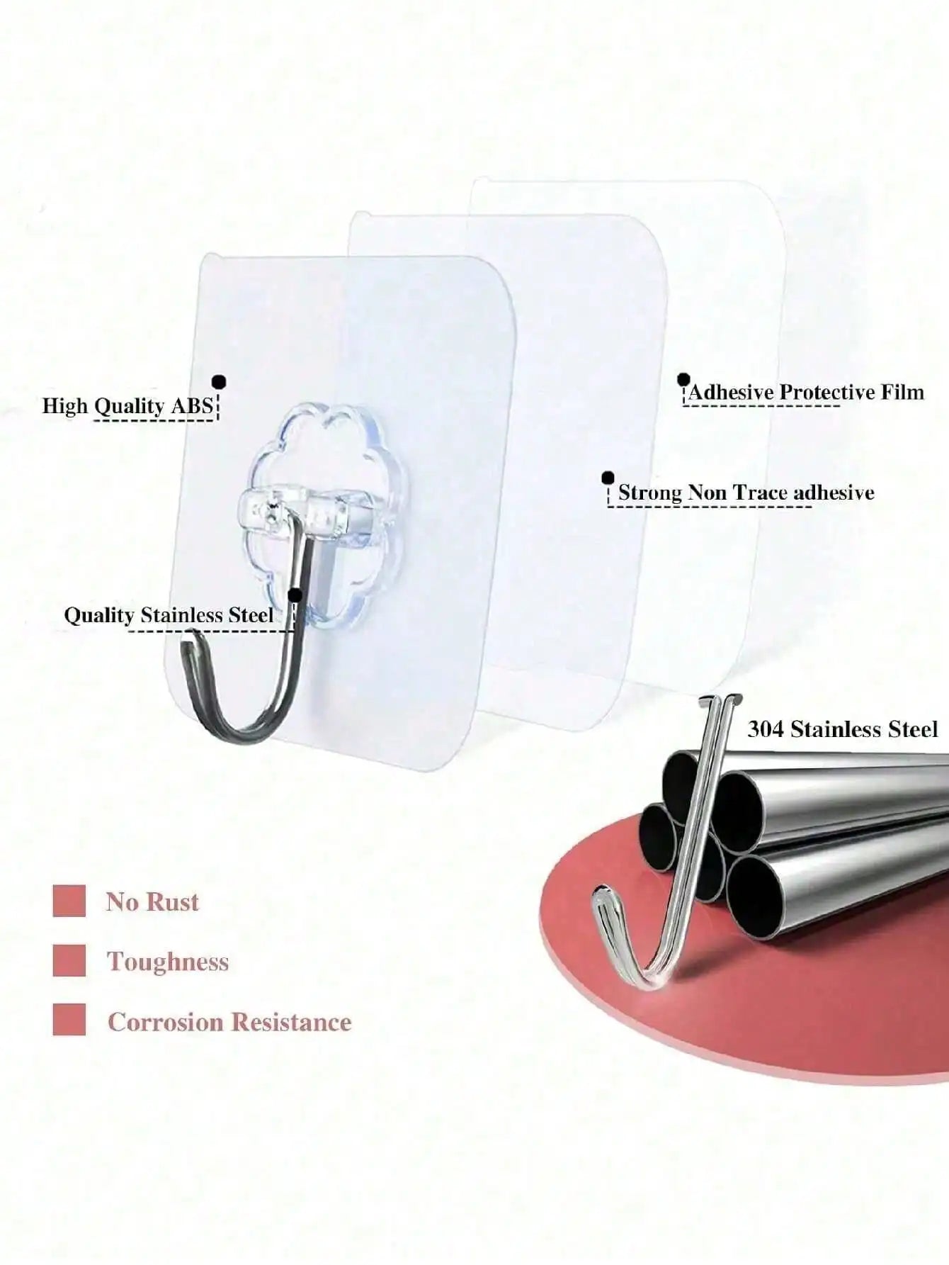 10pcs Heavy Duty Adhesive Wall Hooks, Sticky Wall Hangers, Damage-Free, Waterproof from PriceLows™